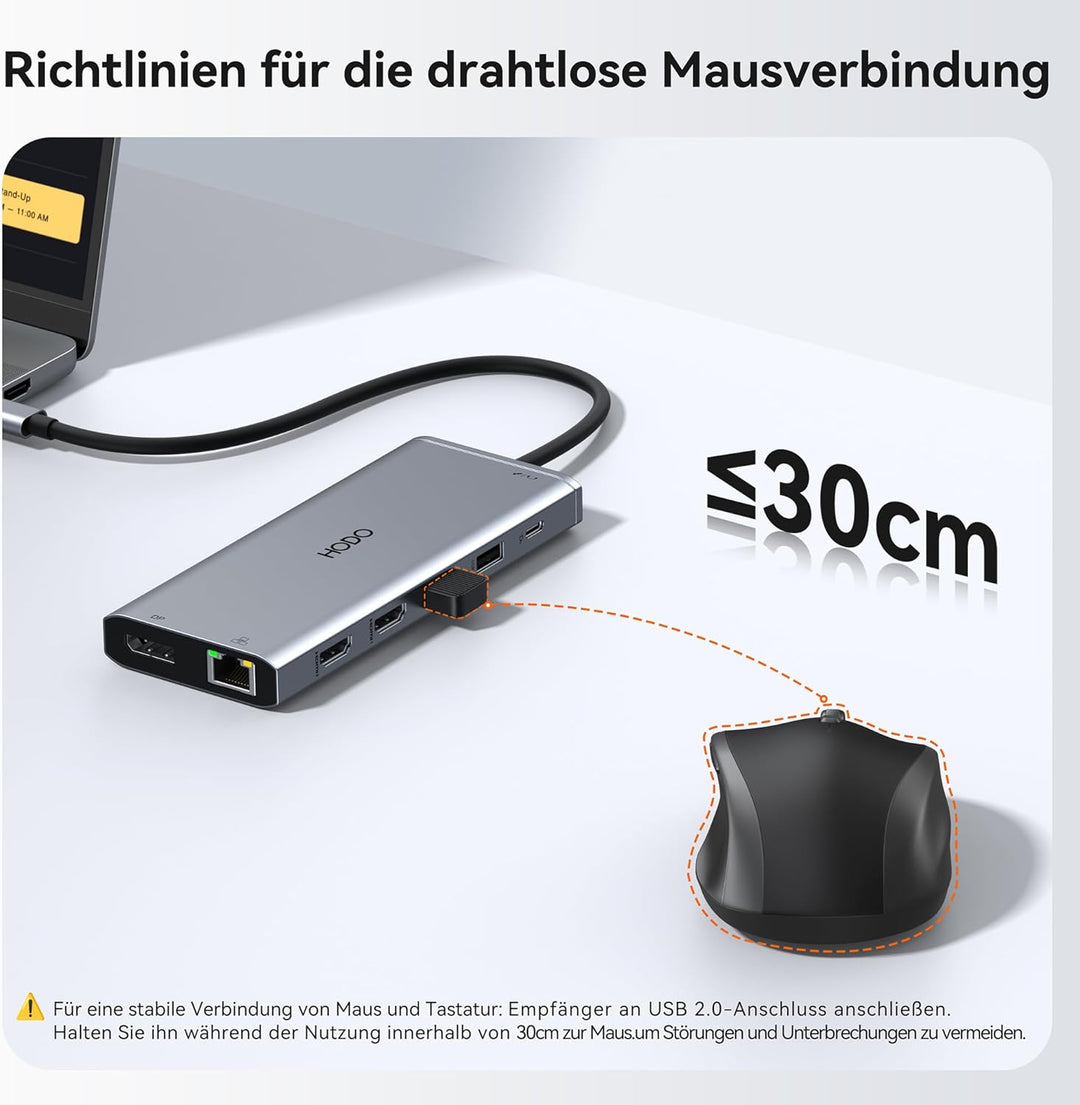 Dockingstation Laptop 2 Monitore, Docking Station USB C Hub Adapter 14 in 1 mit Dual HDMI, 10 Gbps D