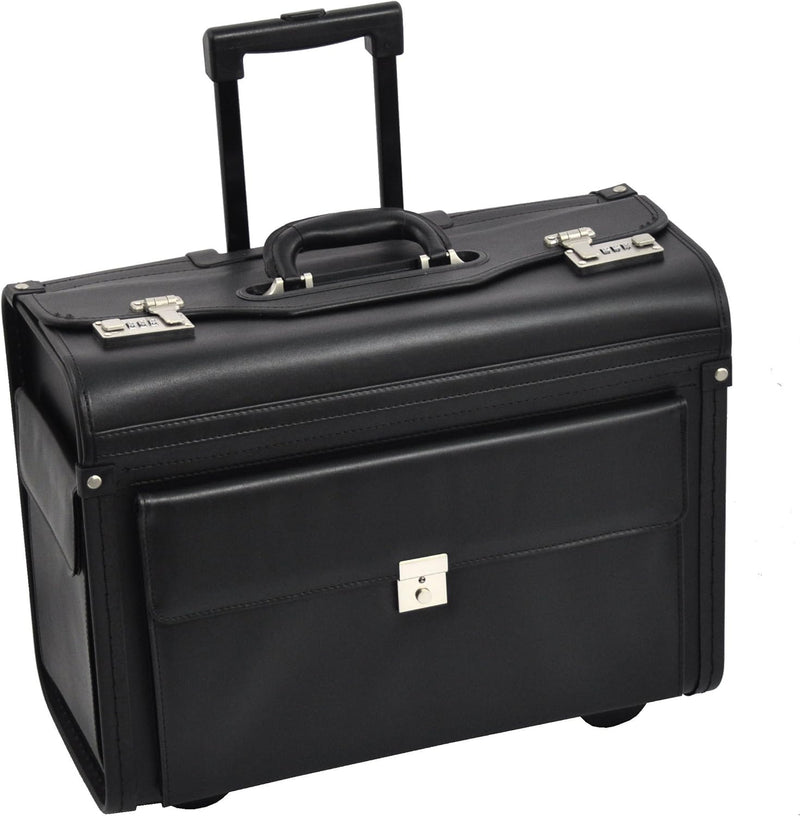 Dermata Pilotenkoffer Trolley Rollen Laptopfach 17" Pilotentrolley mit Vortasche und Zwei Seitentasc