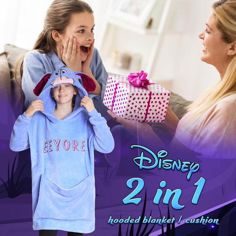 Disney Übergrosse Kapuzenpullover Mädchen 2-in-1 Kissen Hoodie, Sherpa-Kapuze & 3D-Ohren One Size -