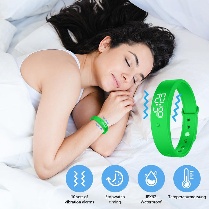 DASIAUTOEM Vibrationswecker Armband für Kinder &amp; Erwachsene, Vibrationsalarm Erinnerung Uhr mit Time
