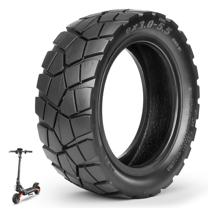 9x3,0-5,5 Tubeless Reifen, 9 Zoll Offroad Reifen für Kukirin G2 Pro Elektroroller, Vorne/Hinten Vers