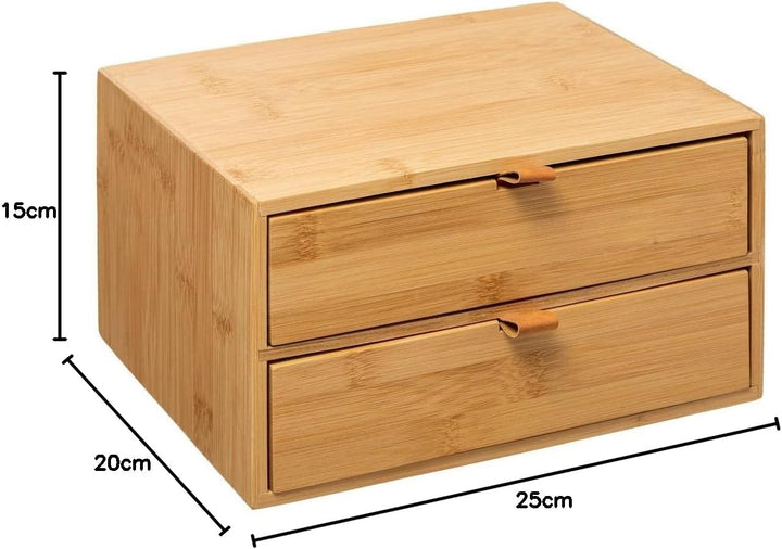 5five - box mit 2 schubladen bambus lederriemen (Packung mit 2) cm (Packung mit 2), cm (Packung mit
