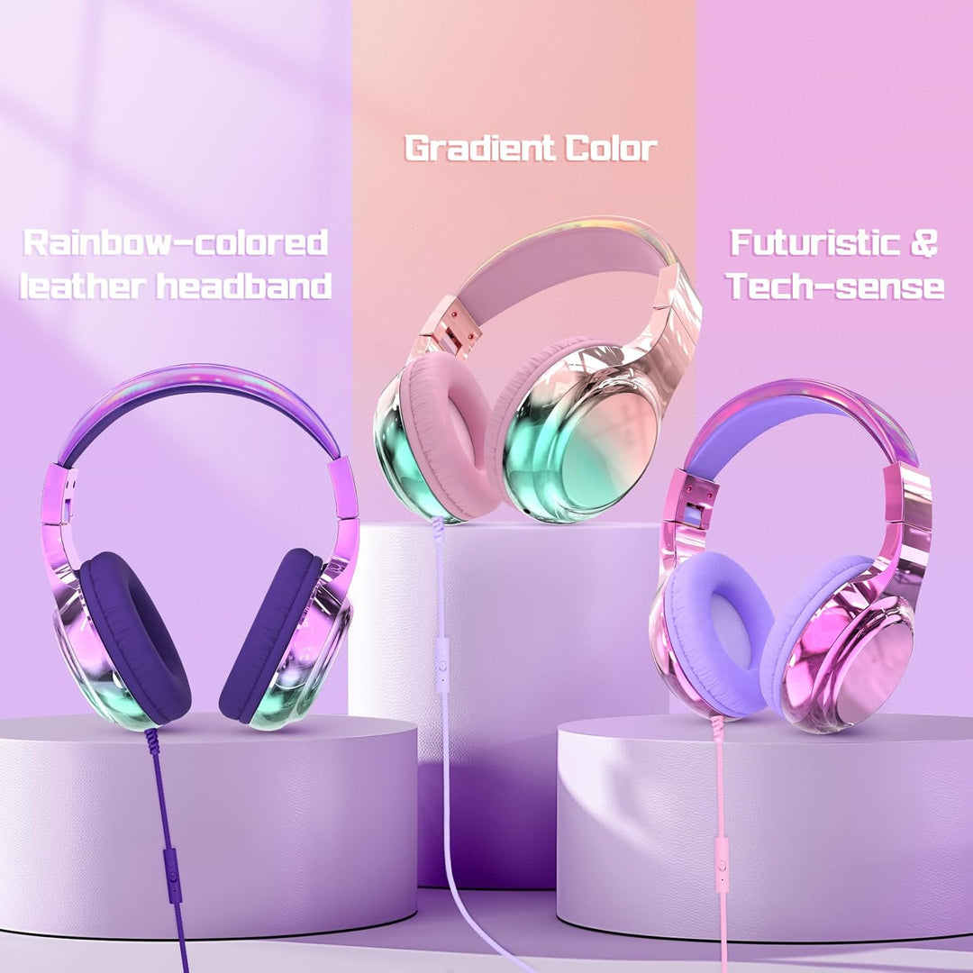 JYPS Kinder Kopfhörer,Kopfhörer Kinder mit Kabel,85/94 dB Volume Limit,Faltbare Kopfhörer für Mädche
