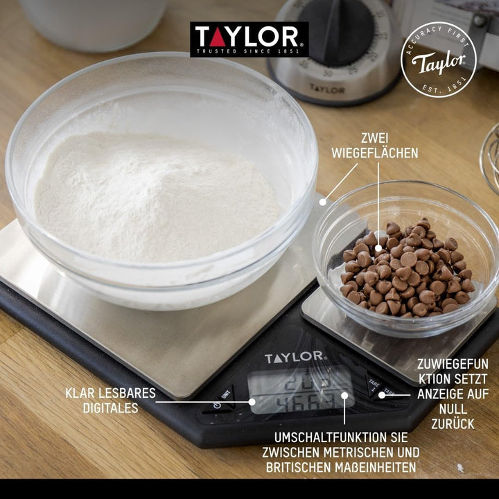Taylor Pro, Digitale Küchenwaagen für Lebensmittel, Wiegen mit Dualer Plattform, Professioneller Sta