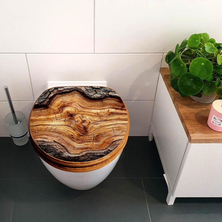 banjado Design WC Sitz Bambus Absenkautomatik 45,8x37,5cm - Toilettendeckel mit Absenkautomatik Holz