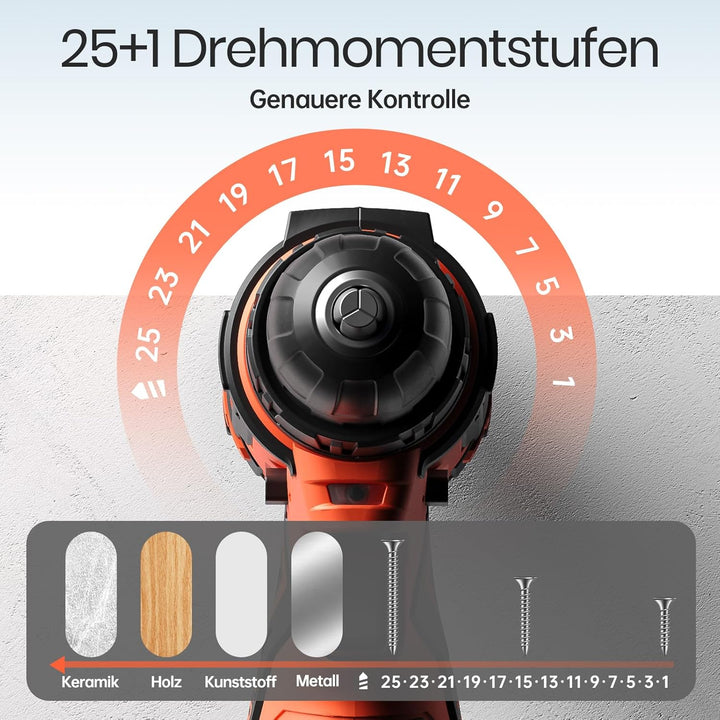 Akkuschrauber, 12V Akku Bohrschrauber Set mit 2000mAh Akku, 24tlg Zubehör und Tragetasche, Akkubohre