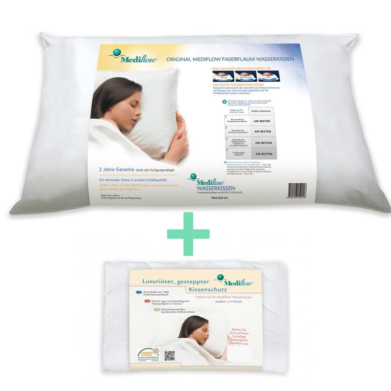 Mediflow Original Wasserkissen und Schonbezug im Kombipack - Grösse 40x80 2 Stück (1er