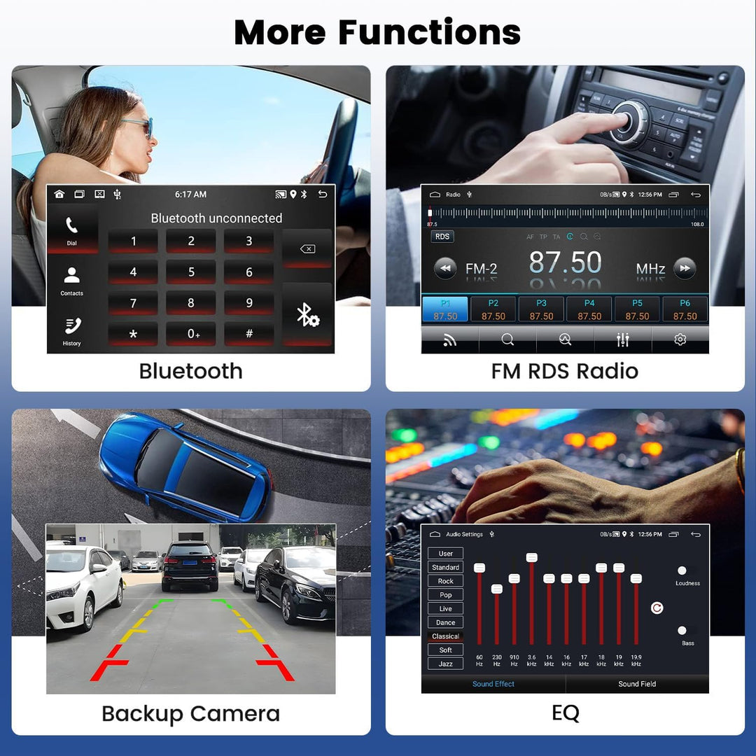 Hikity 2+64G Android Autoradio für Ford Fiesta Focus Kuga Transit Connect Mondeo Smax Wireless Carpl