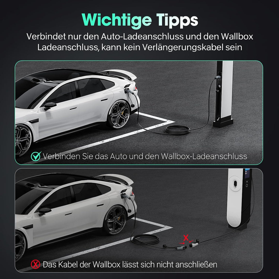 Typ-2-Ladekabel, 22KW 5M 32A Dreiphasiges E-Auto-Ladekabel Typ 2 auf Typ 2 Mode 3 für Elektro- und H