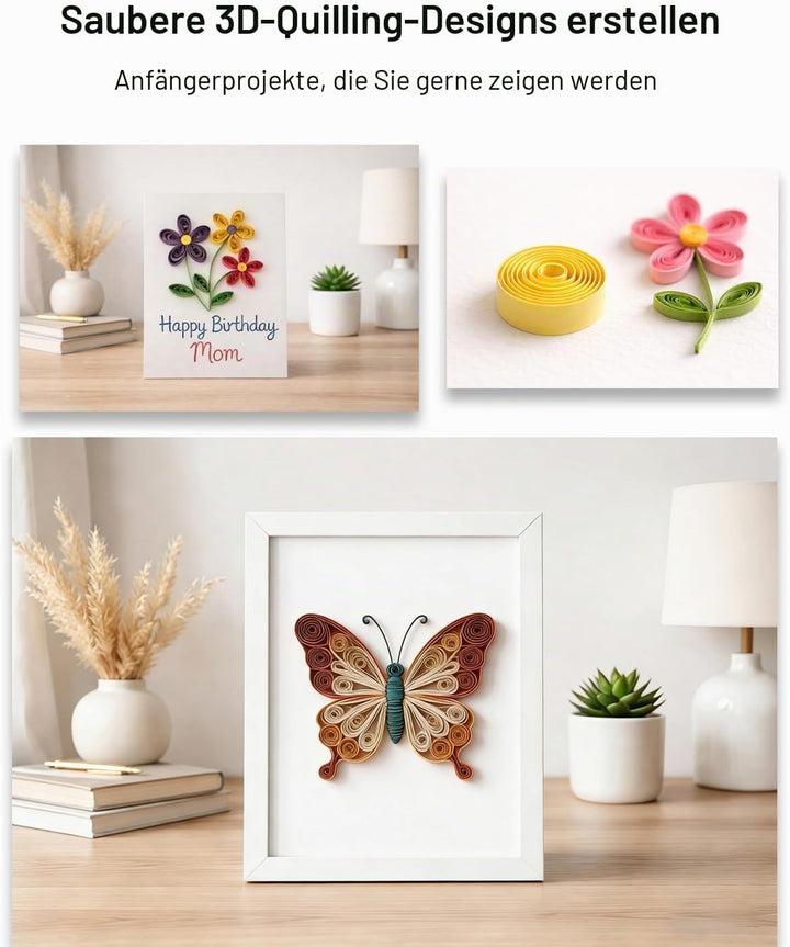 YURROAD Quilling Set, Quilling Papier Werkzeug Set mit 36 Farben 900 Quilling Papierstreifen 3mm, Qu