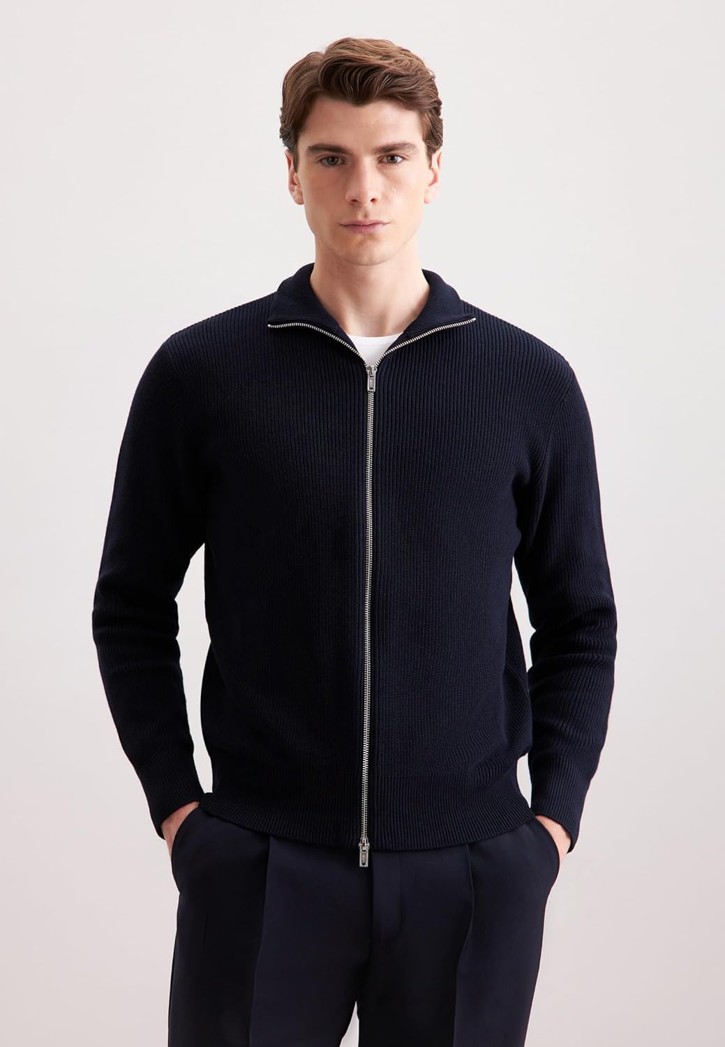 Seidensticker Herren Regular Fit Langarm Strickjacke L Dunkelblau, L Dunkelblau