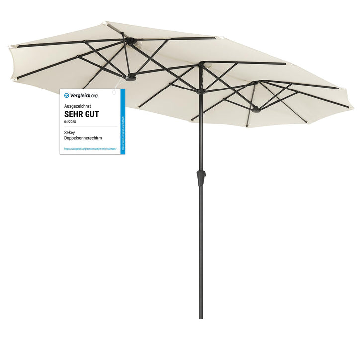 Sekey 220 × 400 cm Doppelsonnenschirm mit kurbel| Gross Sonnenschirm Marktschirm für Terrasse,Balkon
