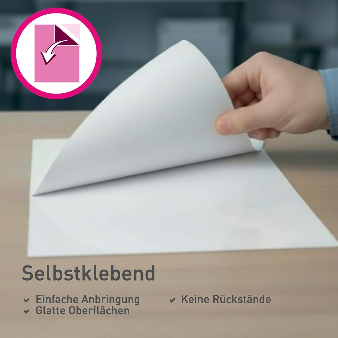 Leitz Selbstklebende Heisslaminierfolien A4 125 mic, für Schilder und Wegweiser, Hochwertige Laminie