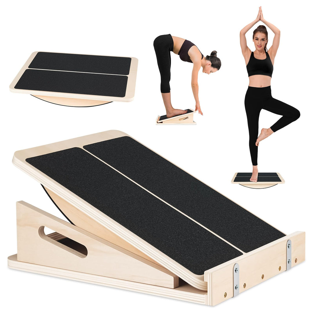2 in 1 Wadendehner, Schrägbrett Aus Holz, Verstellbarer Und Portable Wooden Slant Board, Athletic Mo
