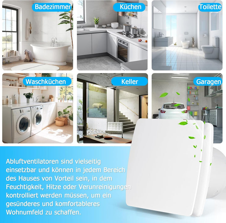 Badlüfter 100mm mit Rückstauklappe Leise Abluftventilator 12W Badezimmer Lüfter Wandventilator Lüfte
