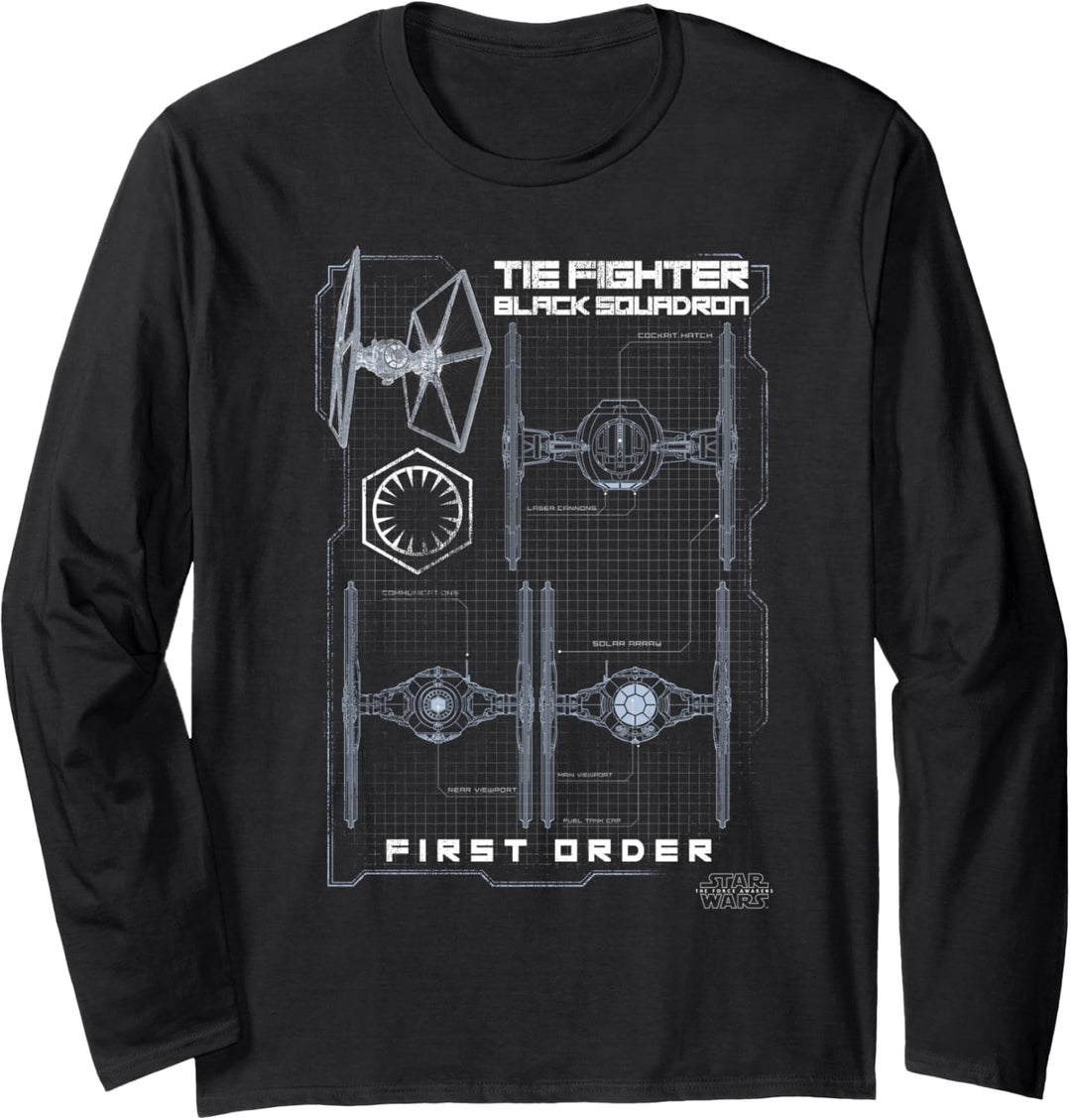 Star Wars The Force Awakens TIE Fighter Black Squadron Langarmshirt