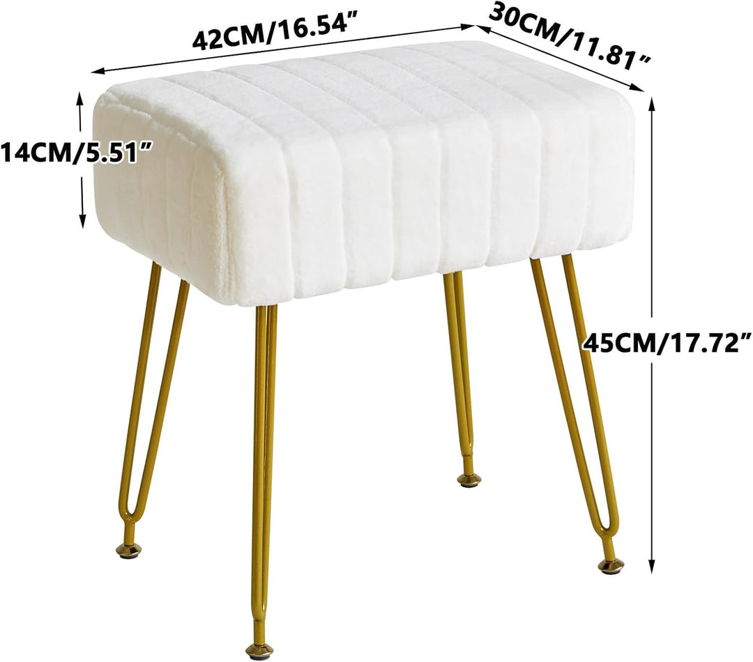 IBUYKE Velvet Rechteckiger Fussstützenstuhl Ottoman, Make-up Eitelkeits Hocker Beistelltisch, Samt S