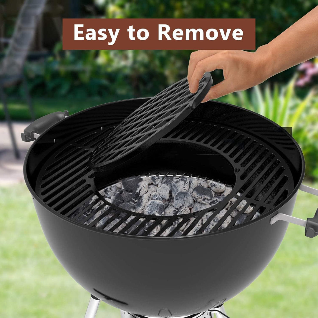 GFTIME Gusseisen Rost-in-Rost Grillrost mit Sear Grillrost für Weber 57cm Holzkohlegrills, Gourmet S