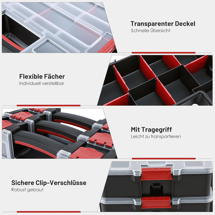 Famuka Sortimentskasten Set-3-stufiger Werkzeugkasten-Werkstatt Garage Haushalt Kleinteile Organizer