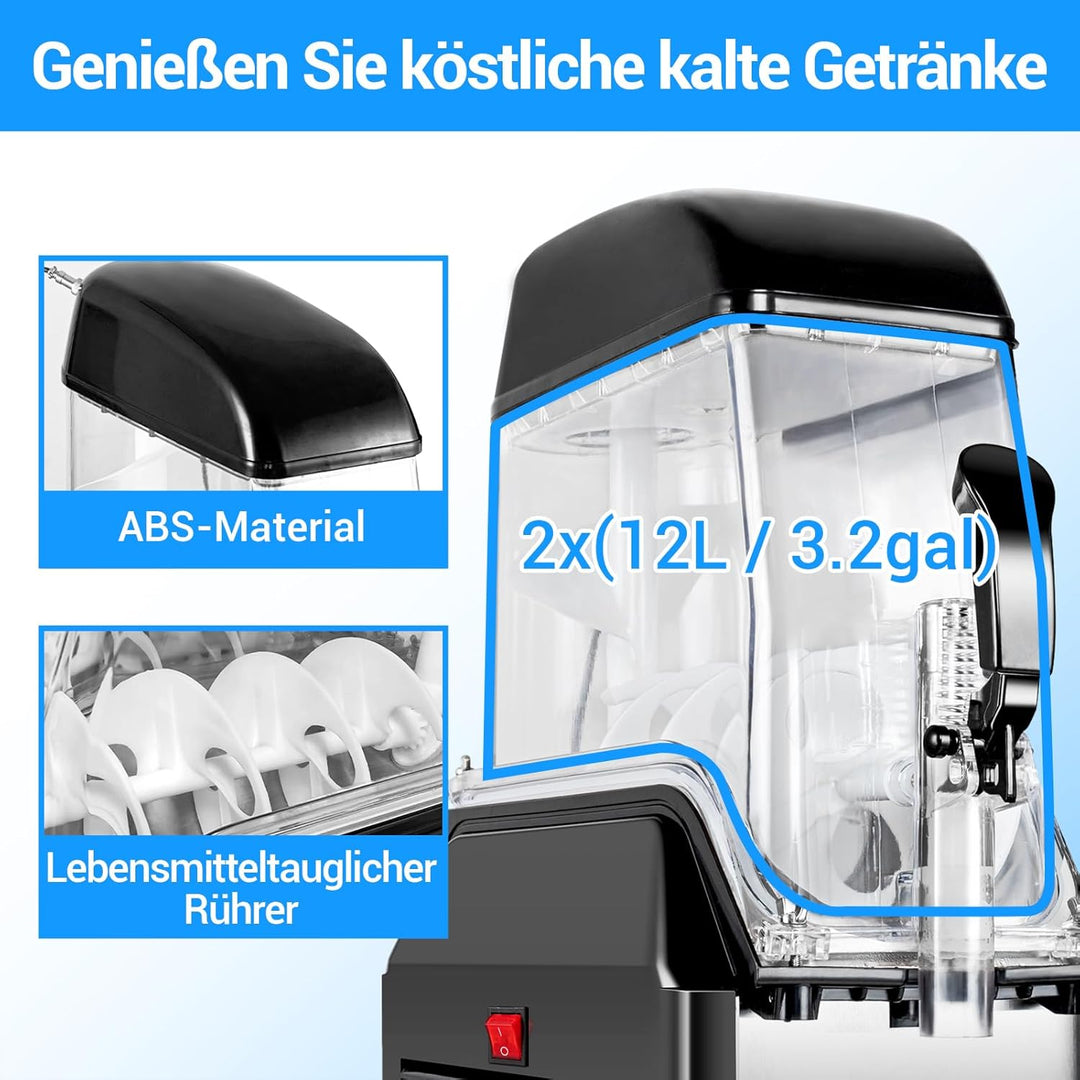 LEEVOT Kommerzielle Slush Maschine - 2 Tanks 24 Litres Margarita-Maker, 890W Edelstahl-Gefriergeträn