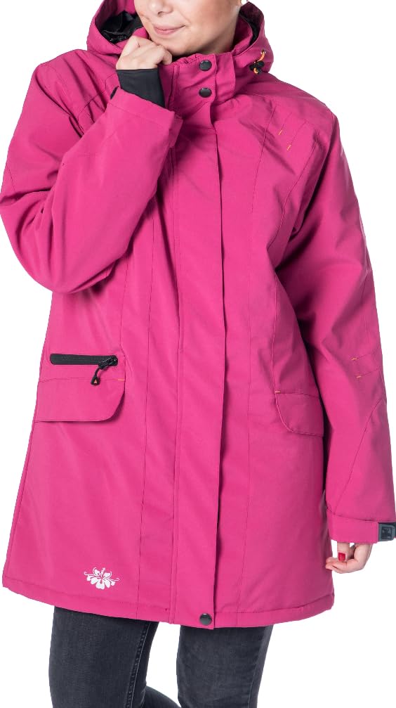Damen Winterjacke Skijacke mit Abnehmbarer Kapuze Gefüttert Wasserdicht Wetterfest Windbreaker Überg