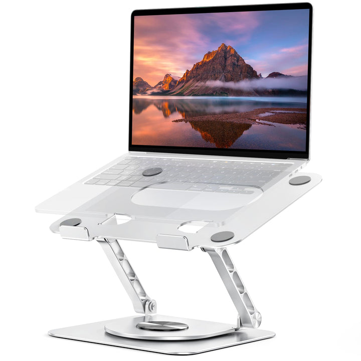 Lucrave Laptop Ständer für den Schreibtisch, 360 drehbarer, Verstellbarer Computerständer, Faltbarer
