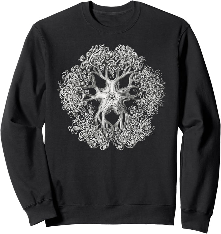 Aquatic Life Vintage Illustration Black and White Starfish Sweatshirt