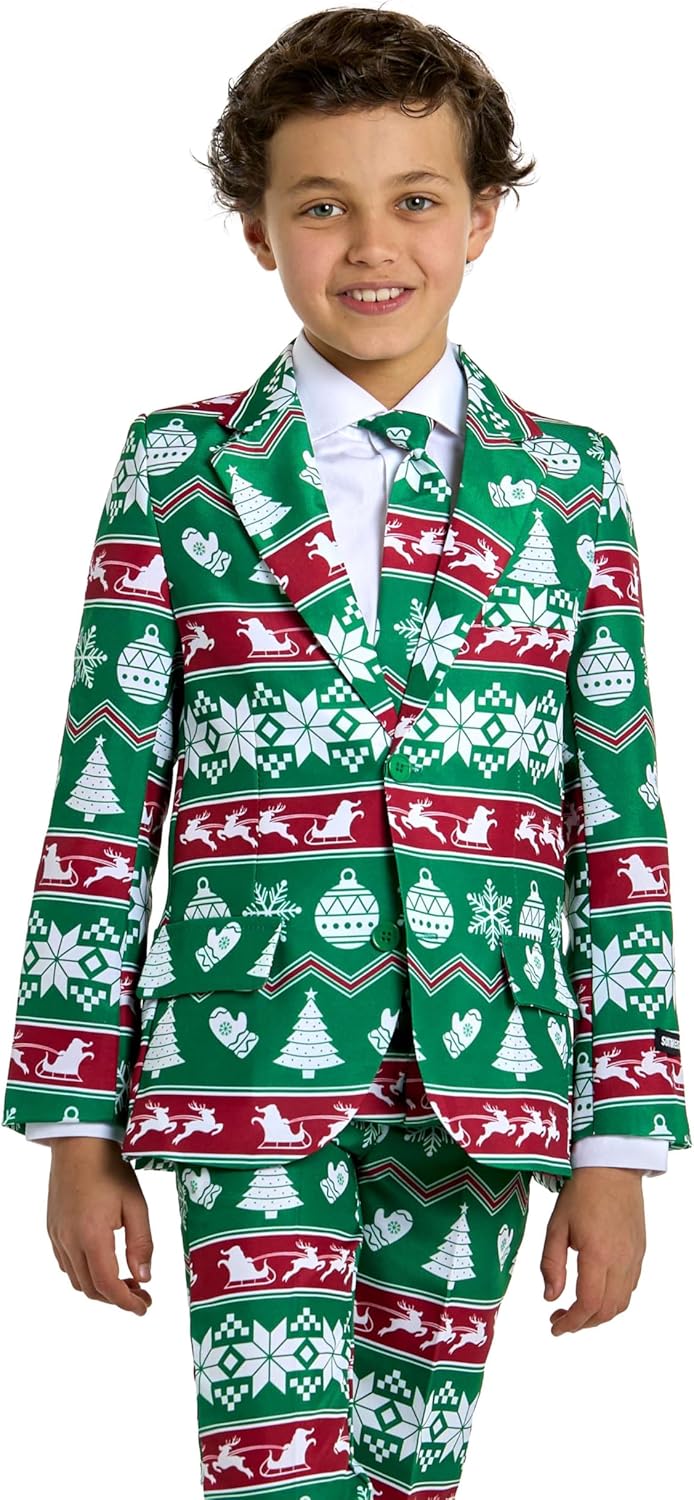 Suitmeister Jungen Weihnachtsanzug - Festliches Weihnachtsmann-Outfit - Party Kostüme XL Christmas G