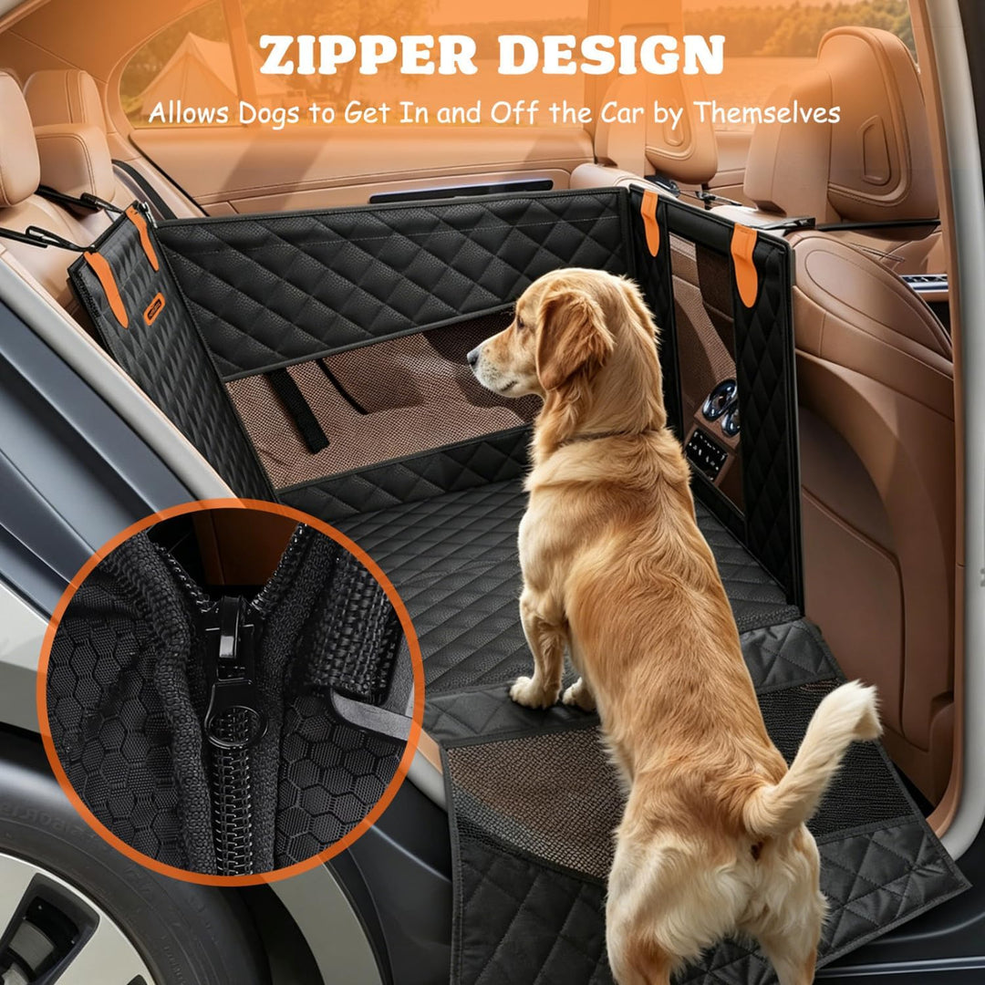 Nobleza Hundeautositz L72 x B58 x H55cm Schwarz | Rücksitzverlängerung Verstärkt für Mittlere Hunde