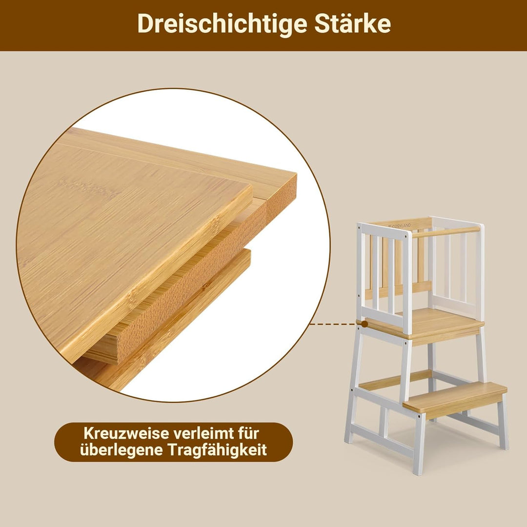 COSYLAND Lernturm ab 1 Jahr – Montessori Learning Tower für Kinder – Sicherer Kinder Lernturm ab 2 J