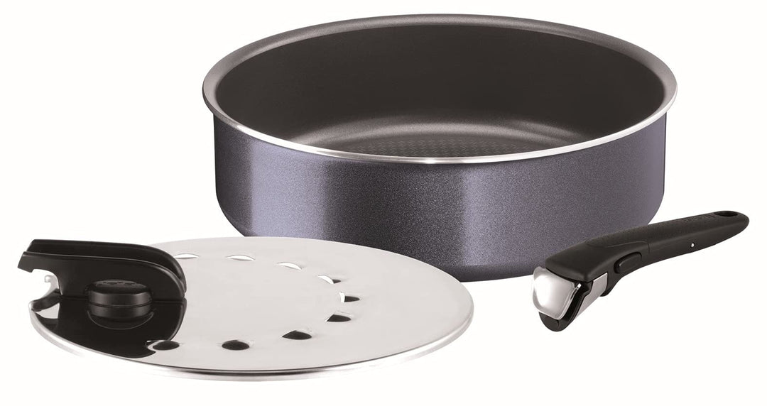 Tefal L2319102 Ingenio Elegance Schmorpfanne, 26 cm + 1 Griff + 1 Deckel, 26 cm, Glitzer, für alle H