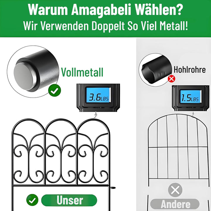 Amagabeli Beetzaun Metall 46x46cm x 5Stück Gartenzaun Metall Teichzaun Set mit Zaunelementen Gartenz