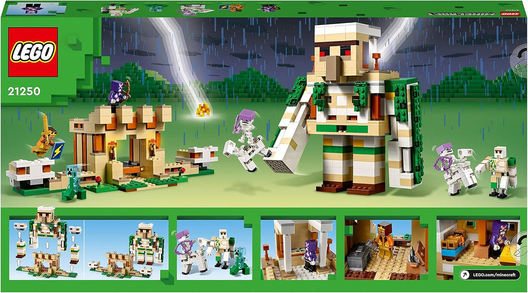 LEGO 21250 Minecraft Die Eisengolem-Festung, baubares Burg-Spielzeug, verwandelbar in eine grosse Fi