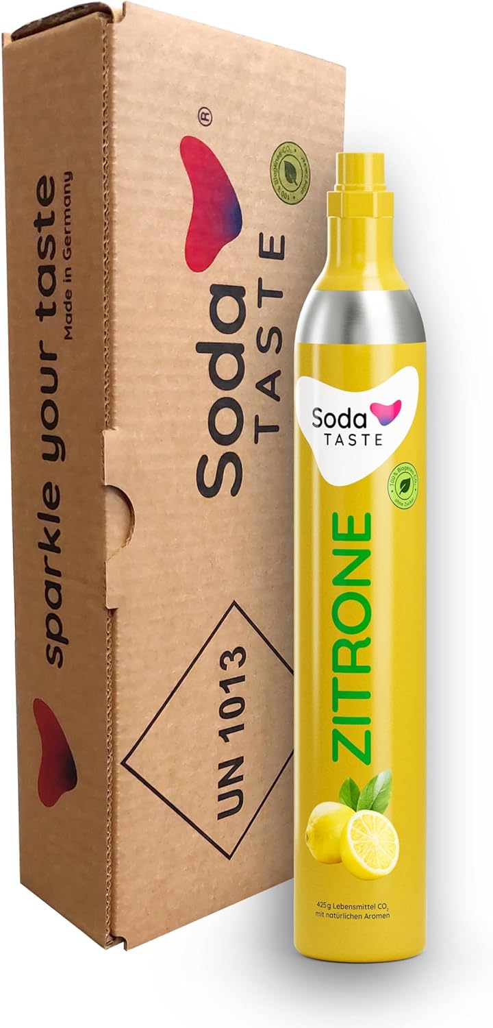 SodaTASTE CO2-Kaufzylinder (Reservezylinder) für Wassersprudler, mit natürlichem Zitronen-Aroma, ohn
