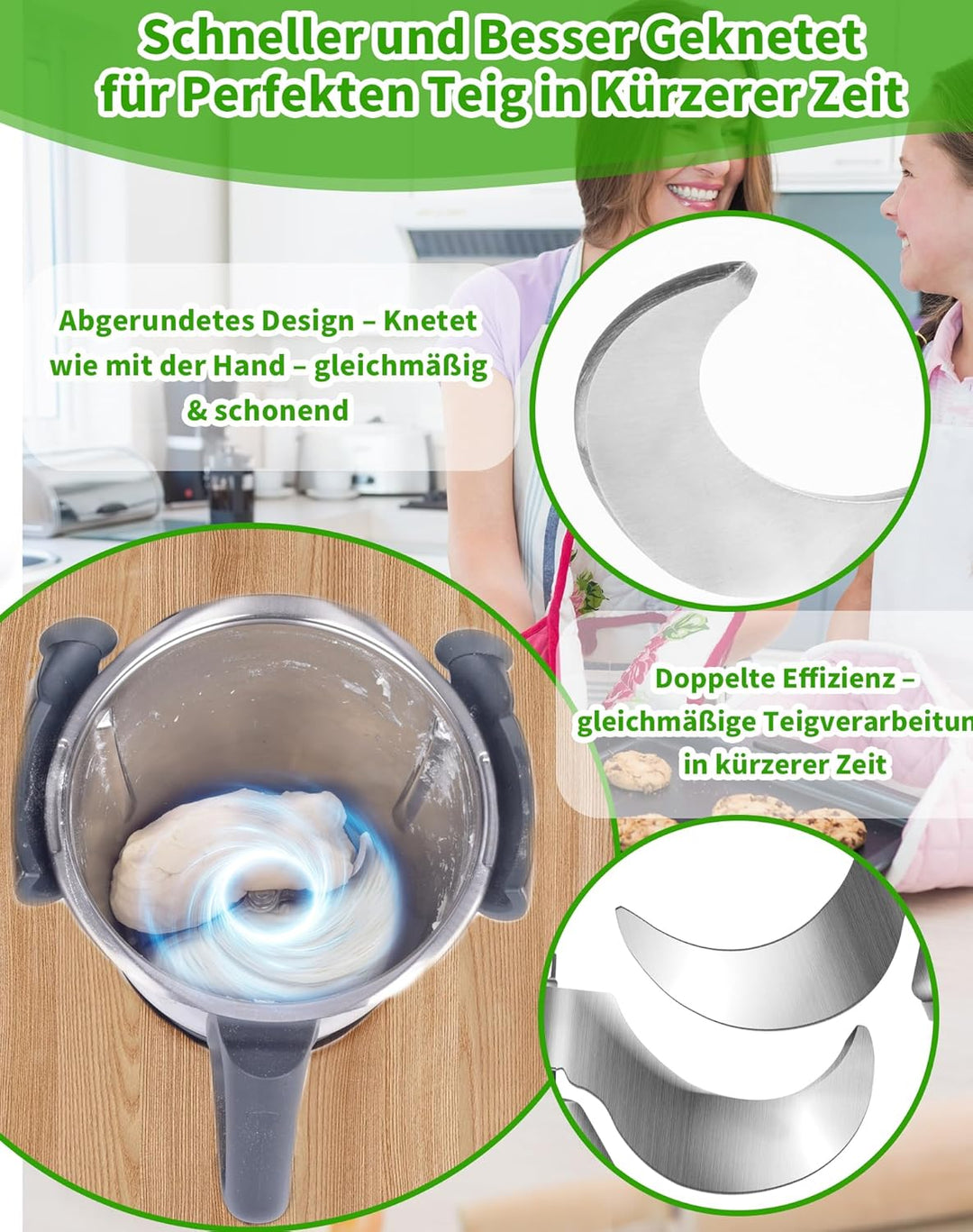Teigmesser kompatibel mit Vorwerk Thermomix TM5 TM6 TM7 – Edelstahl Mixmesser Ersatzteil für Vorwerk