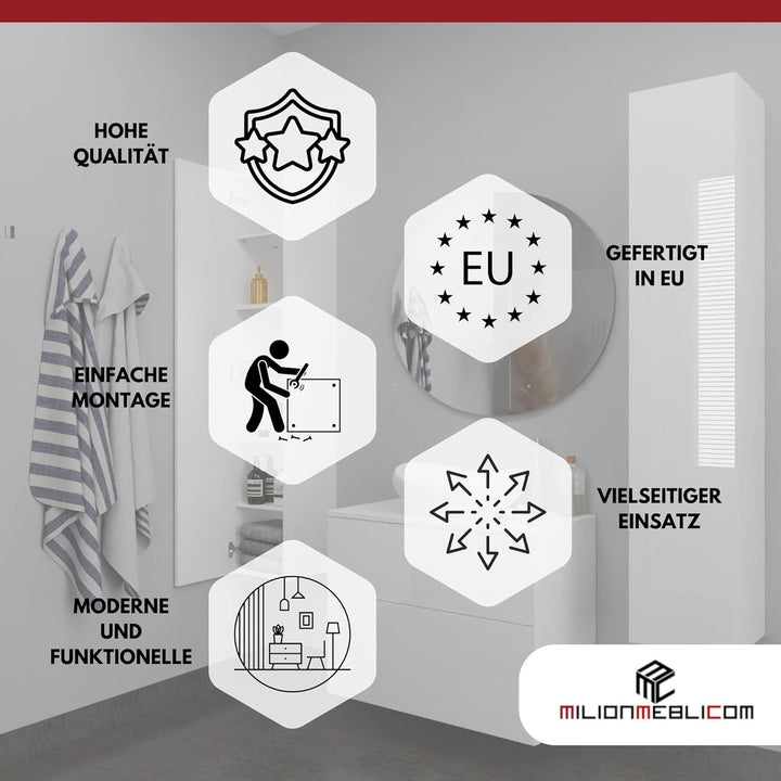 Milionmeblicom Badezimmerschrank Laura Hängeschrank Badezimmermöbel Klappbarer Badezimmer Wandschran