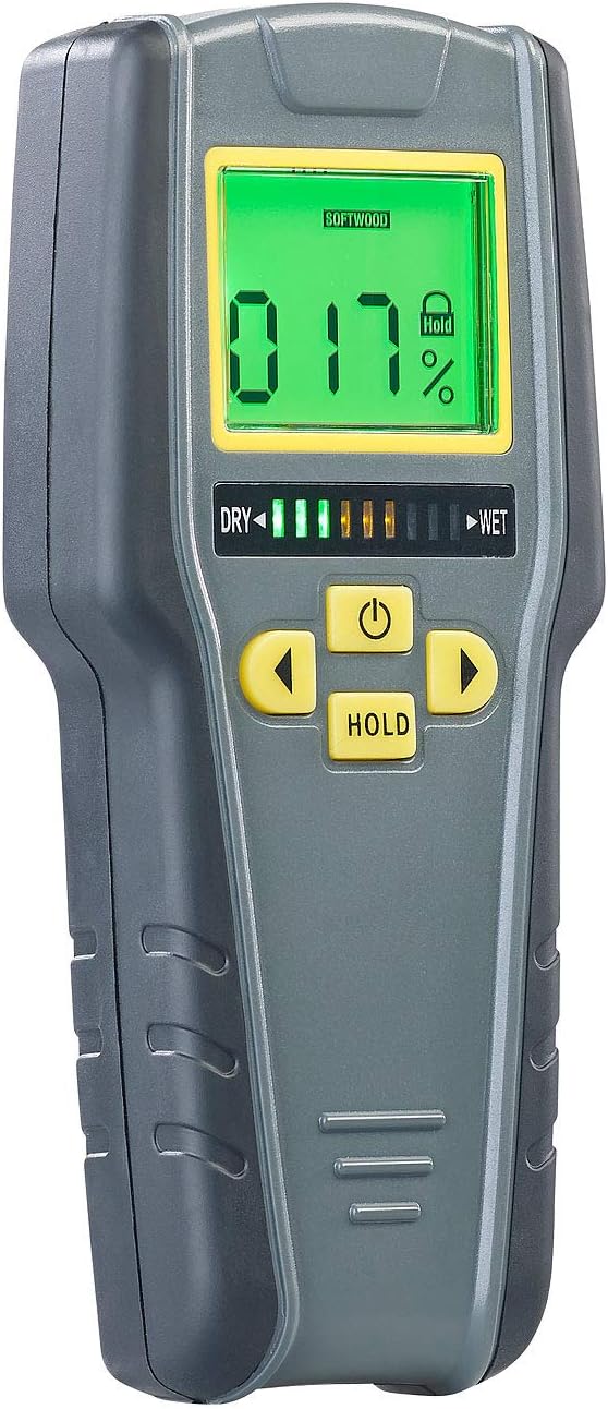 AGT Feuchtigkeitsmessgerät: Digitaler 4in1-Feuchtigkeits-Detektor mit Nicht-invasiver Messung, LCD (