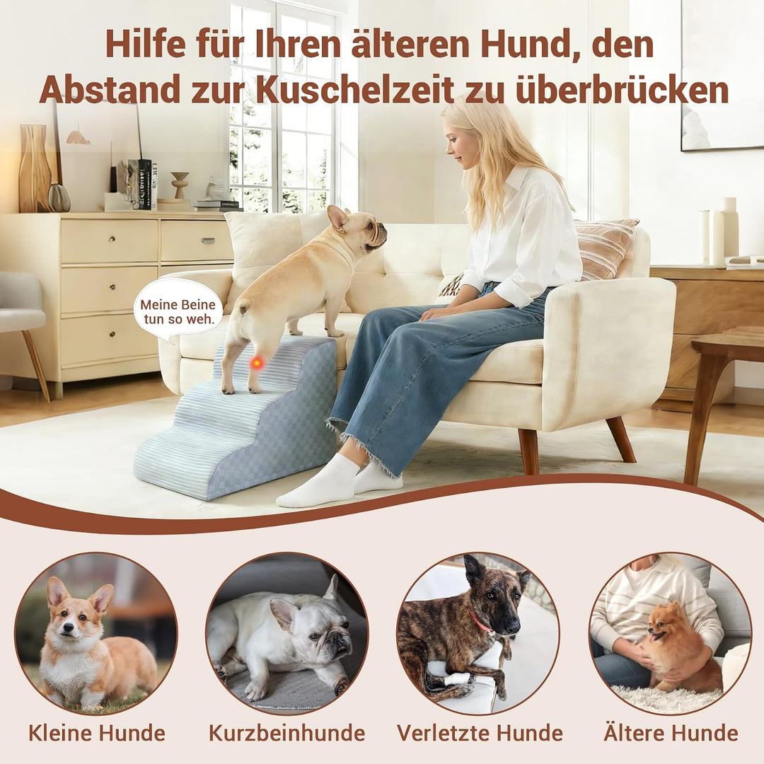Exsnugy Hundetreppe für kleine Hunde 50cm,Haustiertreppe für Sofa &amp; Bett, Katzentreppe für Alte Katz
