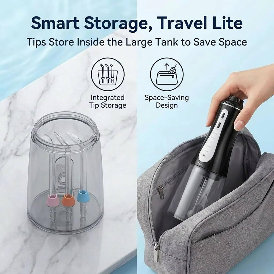 Munddusche Kabellos Elektrischer Zahnreiniger 350ML Wassertank Munddusche, 6 Multifunktionale Jet-Ti