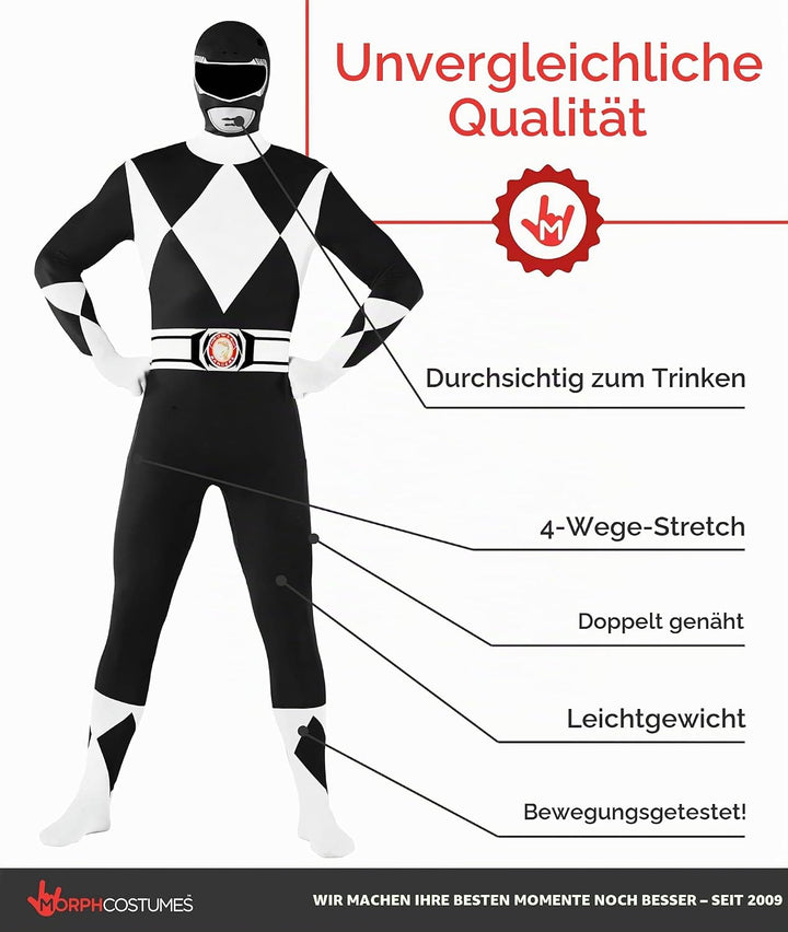 Morphsuits Power-Rangers-Kostüm Schwarz L, Schwarz L