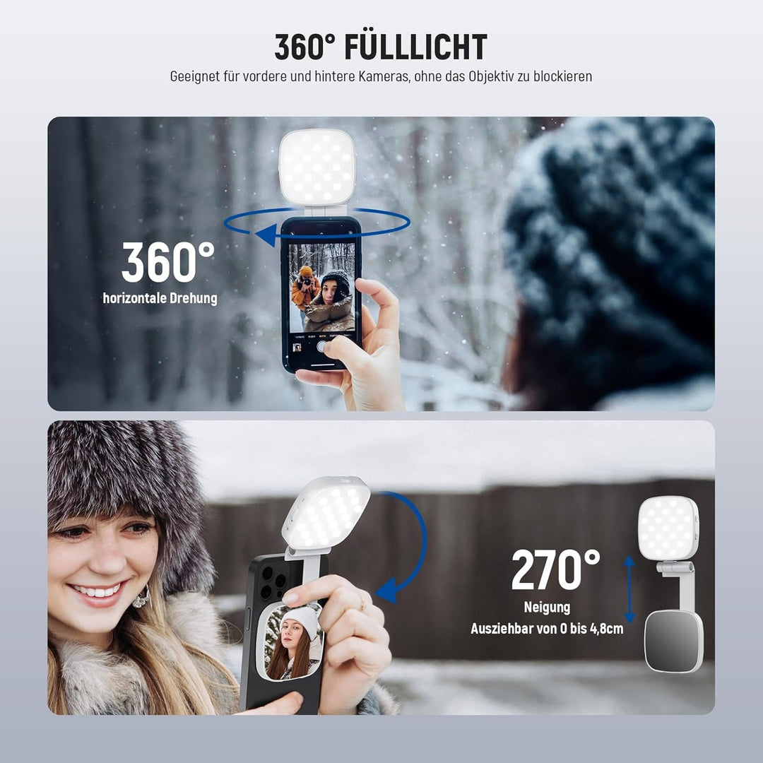 NEEWER Basics Magnetisches Selfie Licht Handy kompatibel mit MagSafe iPhone, 2W CRI95+ zweifarbiges