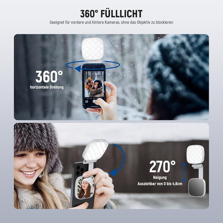 NEEWER Basics Magnetisches Selfie Licht Handy kompatibel mit MagSafe iPhone, 2W CRI95+ zweifarbiges