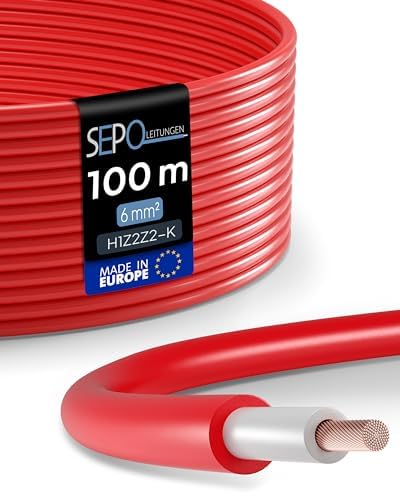 SEPO-Leitungen Solarkabel 6 mm² 100m TÜV Süd geprüfte Solarleitung in Schwarz oder Rot - Solarkabel