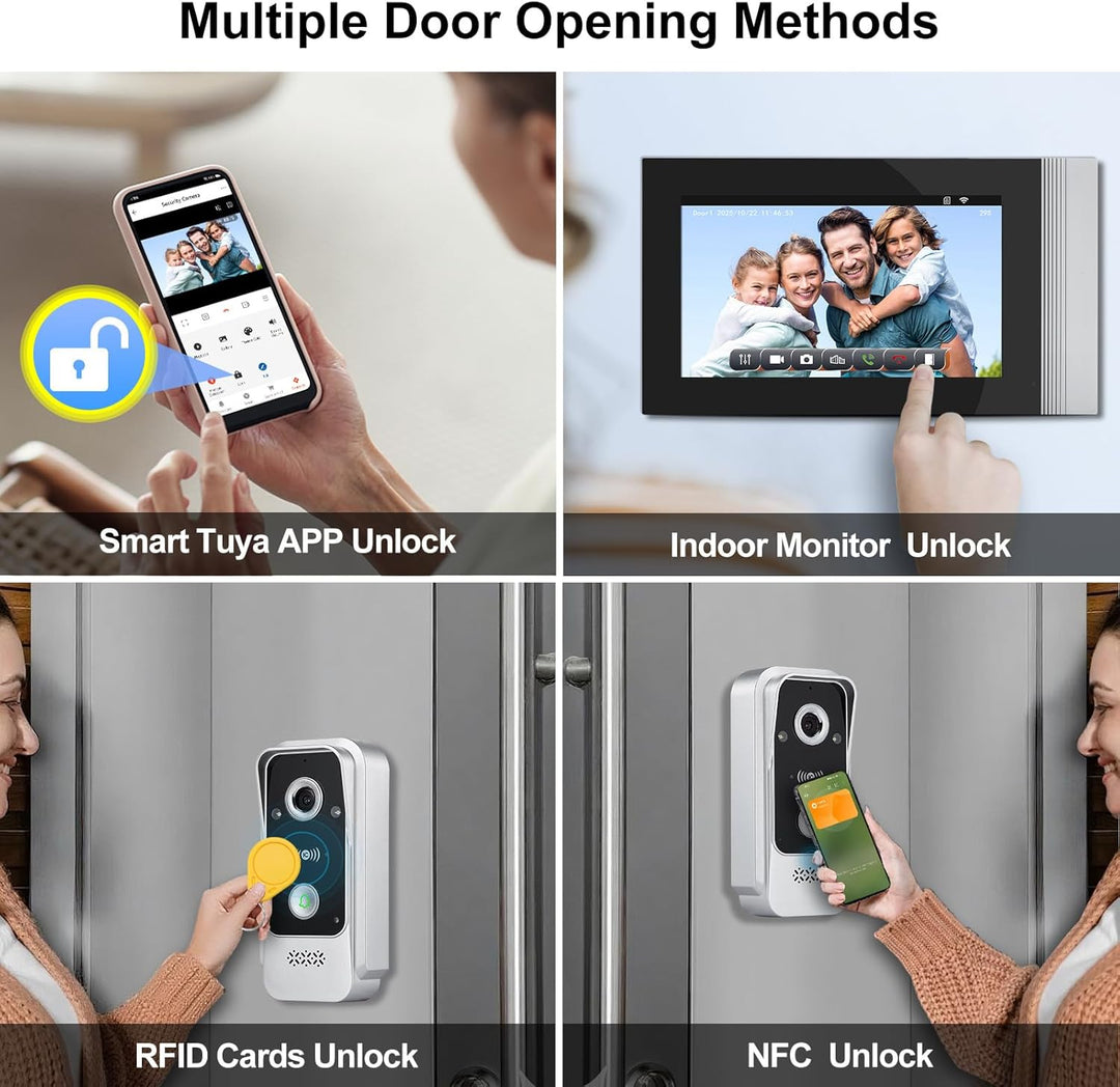 1080P HD WLAN Video Türsprechanlage Intercom System 2 Draht, IR Nachtsicht Video Türglocke Kamera mi