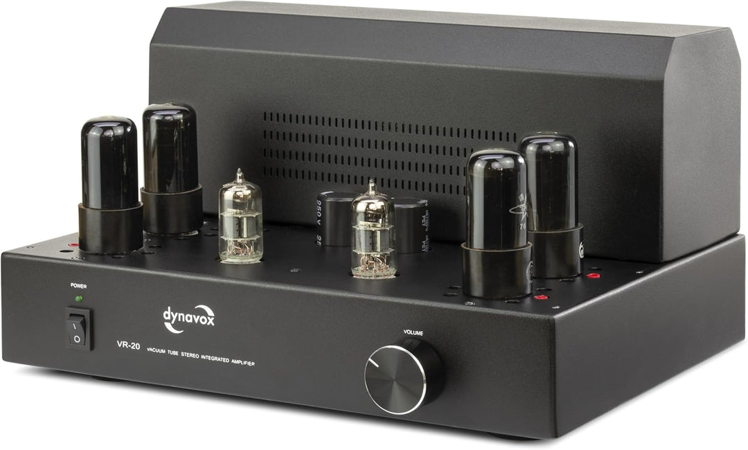 Dynavox Röhrenvollverstärker VR-20 schwarz, HiFi-Verstärker für warmen Röhren-Sound, Vintage-Design