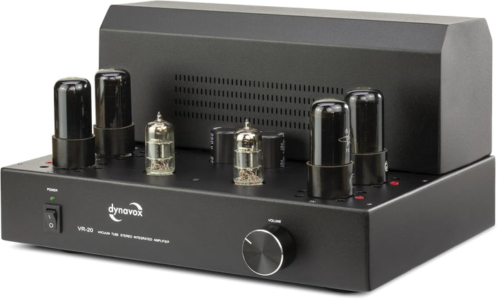 Dynavox Röhrenvollverstärker VR-20 schwarz, HiFi-Verstärker für warmen Röhren-Sound, Vintage-Design