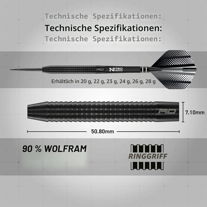 RED DRAGON Razor Edge Series Dartpfeile Tungsten Profi Steel Darts mit Flights und Schäfte 26 g 1, 2