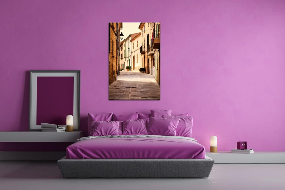 Fussweg in der Altstadt Format: 100x70 cm als Leinwandbild, Motiv fertig gerahmt auf Echtholzrahmen,