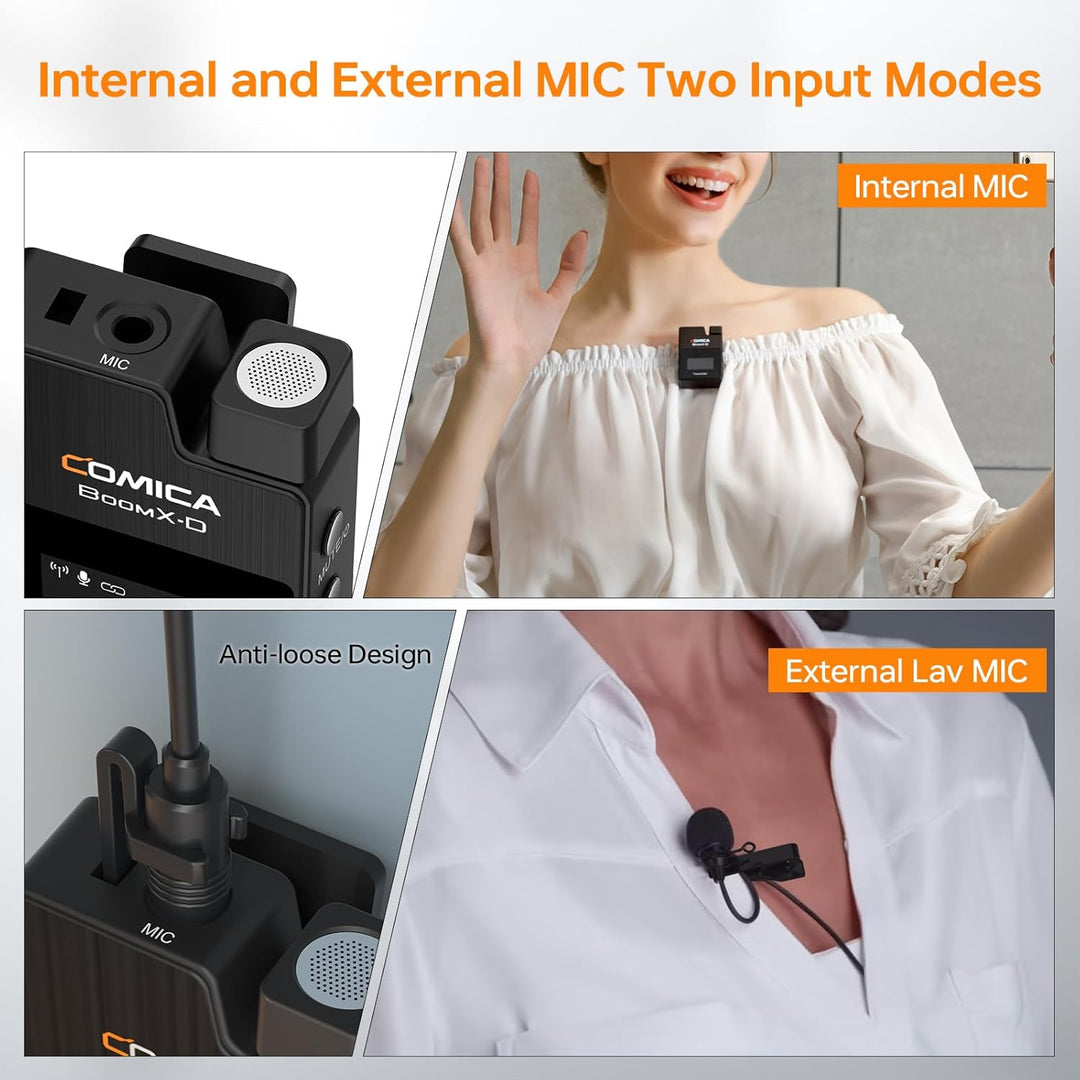 comica Drahtloses Mikrofon, BoomX-D2 Dual Channel 2.4G Wireless System Lavalier Funkmikrofon Kit mit