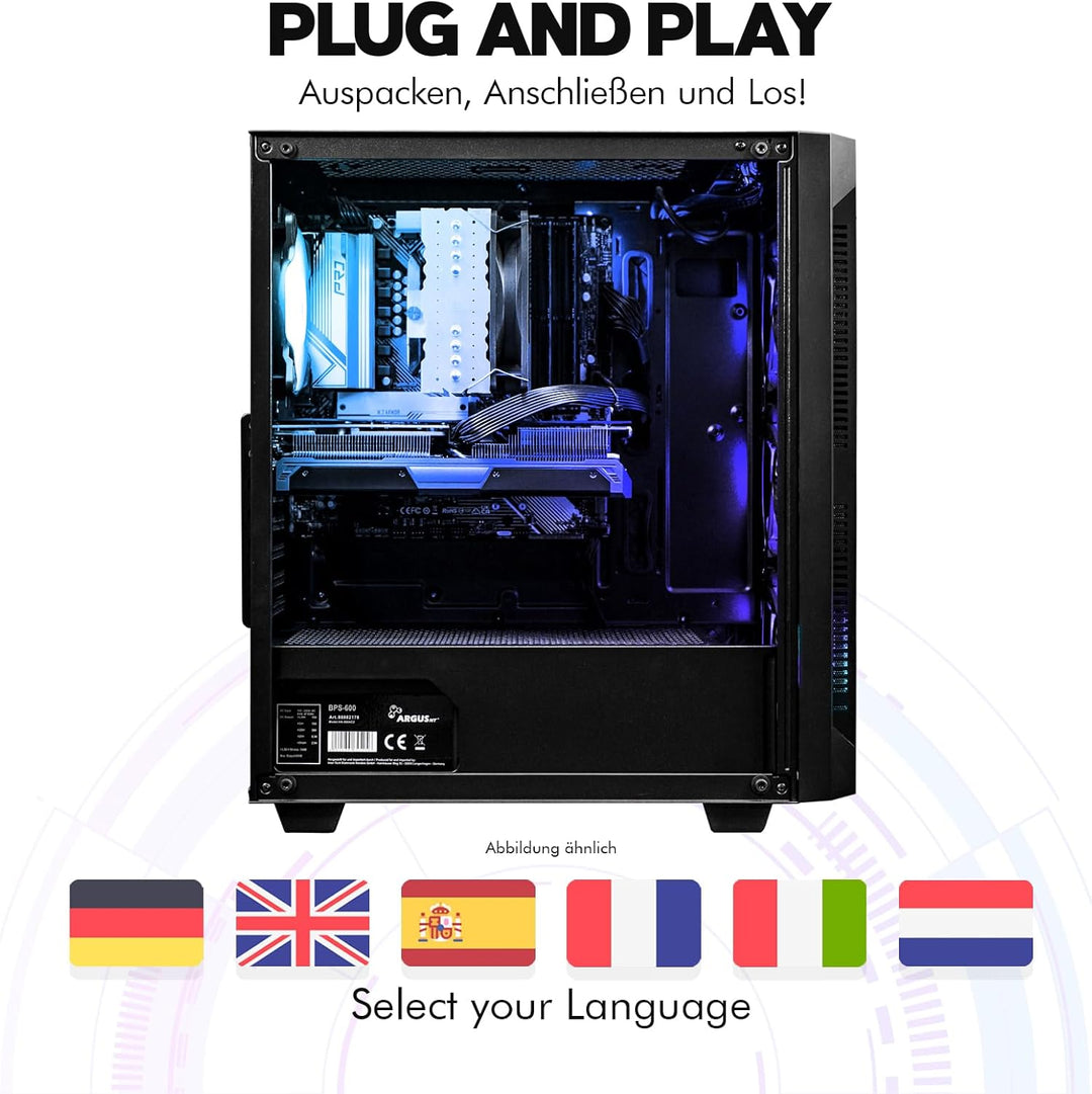 dcl24 Desktop Gaming PC AMD Ryzen 7 5700X, RTX5060 8GB - 1000GB SSD, 32GB DDR4, Highend Computer mit